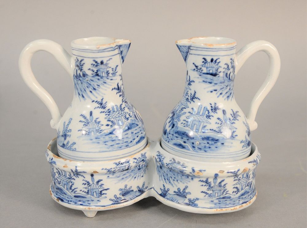 Appraisal: Delft blue and white cruet set Jan Theunis Dextra th