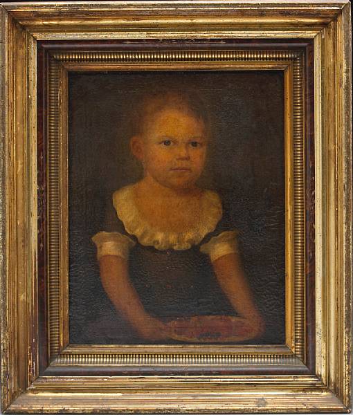 Appraisal: American School oil on canvas portrait of a girl with