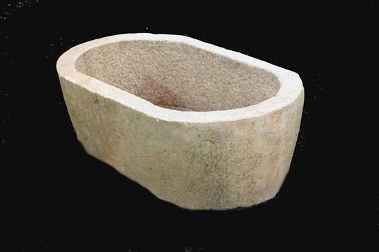 Appraisal: WATERING TROUGH Asian th century marble Single carved block with