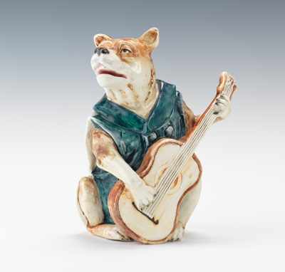 Appraisal: A Majolica Figural Musical Dog Humidor Charming figural humidor in