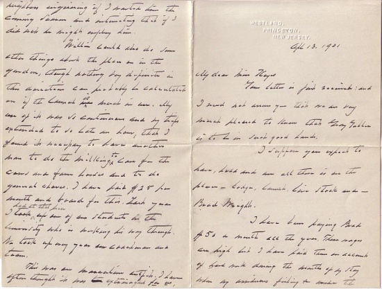 Appraisal: CLEVELAND GROVER Autograph Letter Signed to Miss Isabella F Keyes