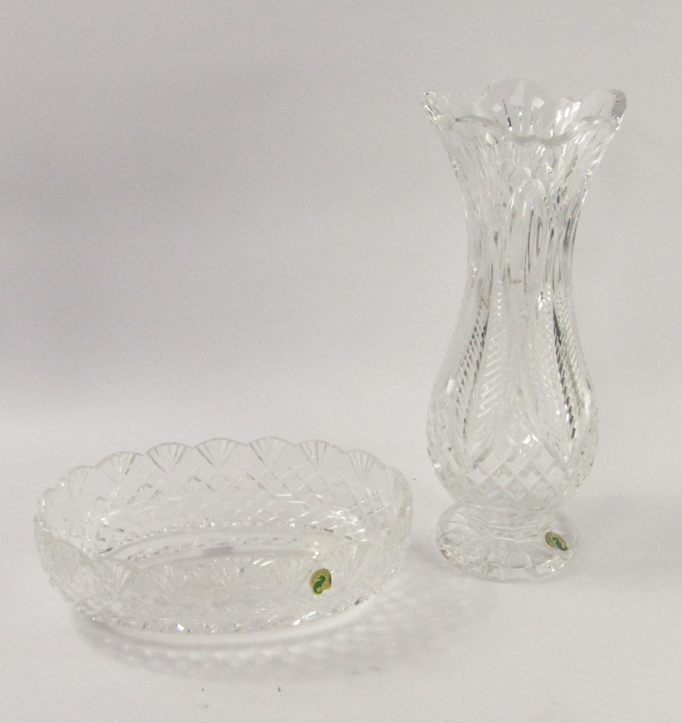 Appraisal: A Waterford cut glass baluster vase decorated in the Bluebell