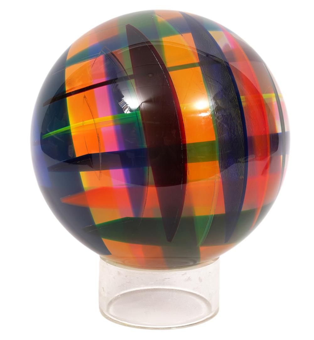 Appraisal: VASA VELIZAR MIHICH CAST ACRYLIC SPHERE STANDVasa Velizar Mihich Yugoslavia