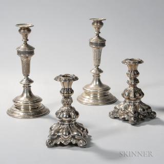 Appraisal: Two Pairs of Continental Silver Candlesticks one Swedish silver with