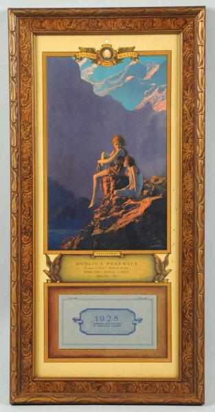 Appraisal: Edison Mazda Maxfield Parrish Calendar Contentment Framed under glass Bright