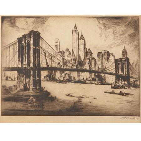 Appraisal: N Lowell NEW YORK VIEWS drypoints t w M Lowengrund