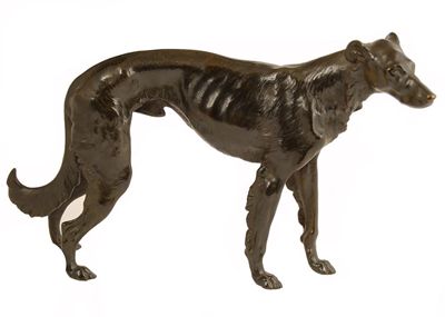 Appraisal: Titze early th century A standing Borzoi bronze signed in