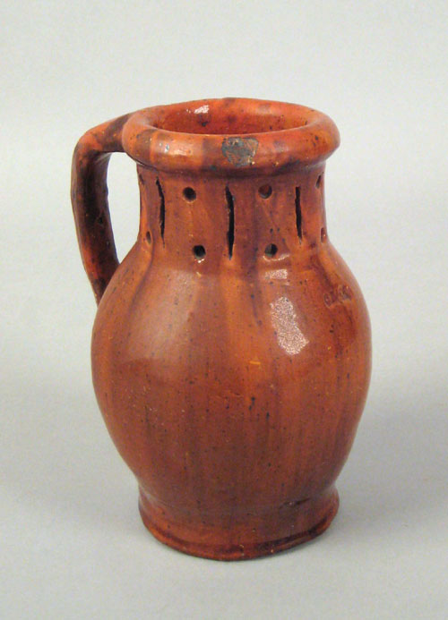 Appraisal: Pennsylvania redware puzzle jug late th c by George W