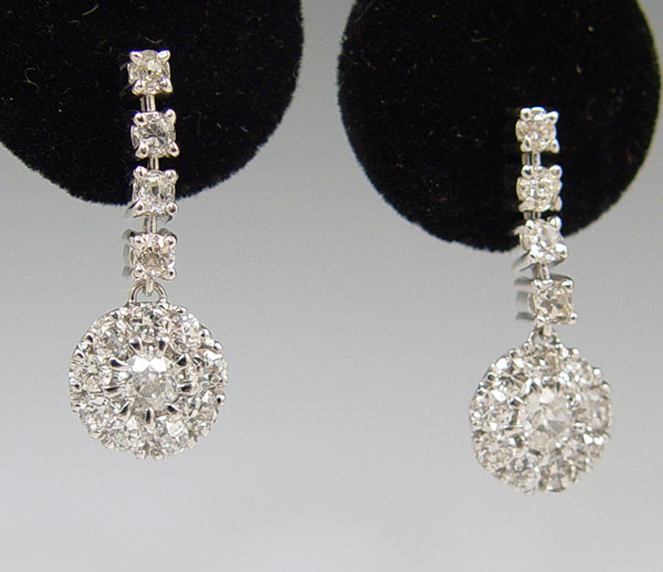 Appraisal: K CTW DIAMOND DROP EARRINGS K white gold earrings contain