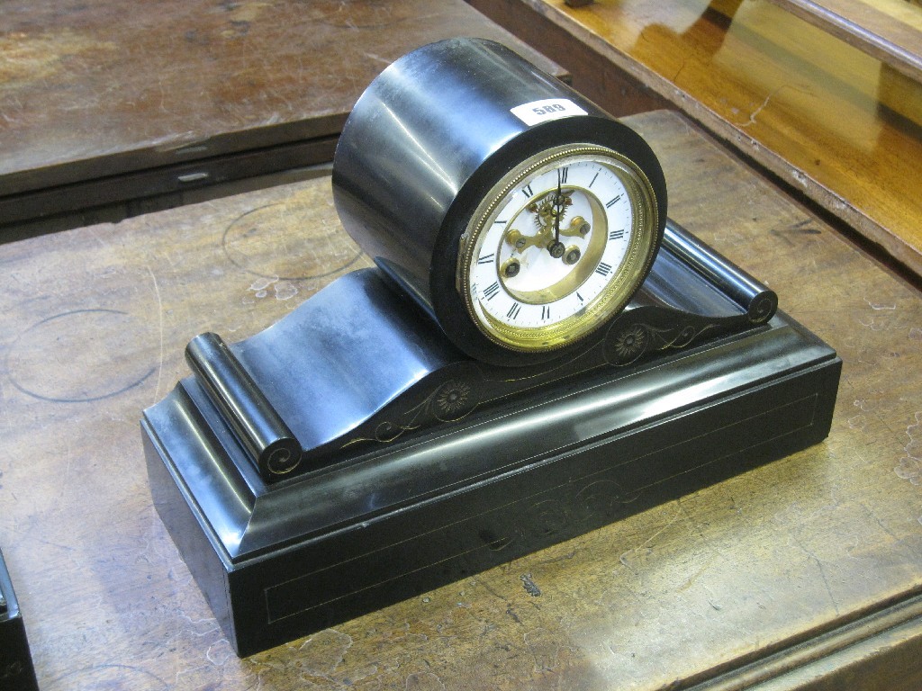 Appraisal: Black slate mantle clock key in office