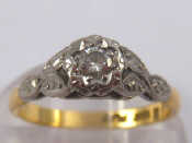 Appraisal: A yellow and white metal diamond solitaire ring marked ct