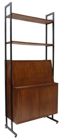 Appraisal: Italian mid-century modern teak modular bookcase c s black steel