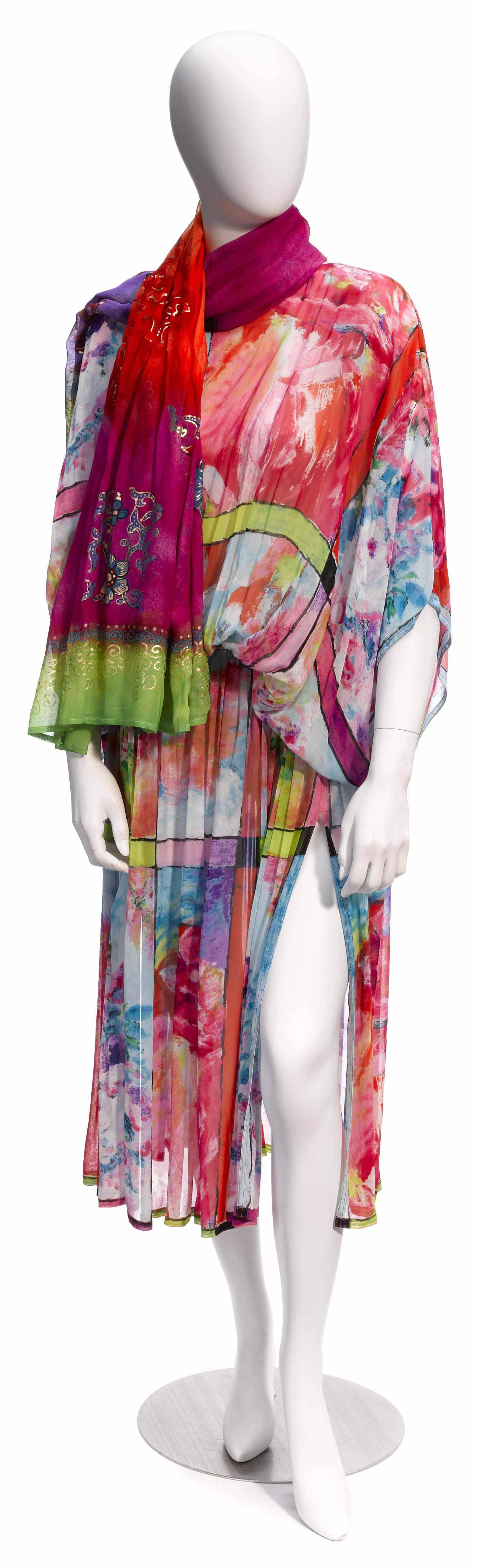 Appraisal: A Gotex multicolored swimsuit cover-up with multicolor scarf size Mtogether