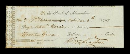 Appraisal: piece Bank Check Signed Washington G eorge To the Bank