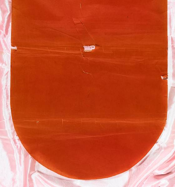 Appraisal: James Lee Byars American - Untitled red paper gold thread