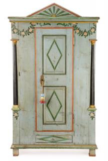 Appraisal: Continental Painted Neoclassical Motif Armoire Continental likely French early th