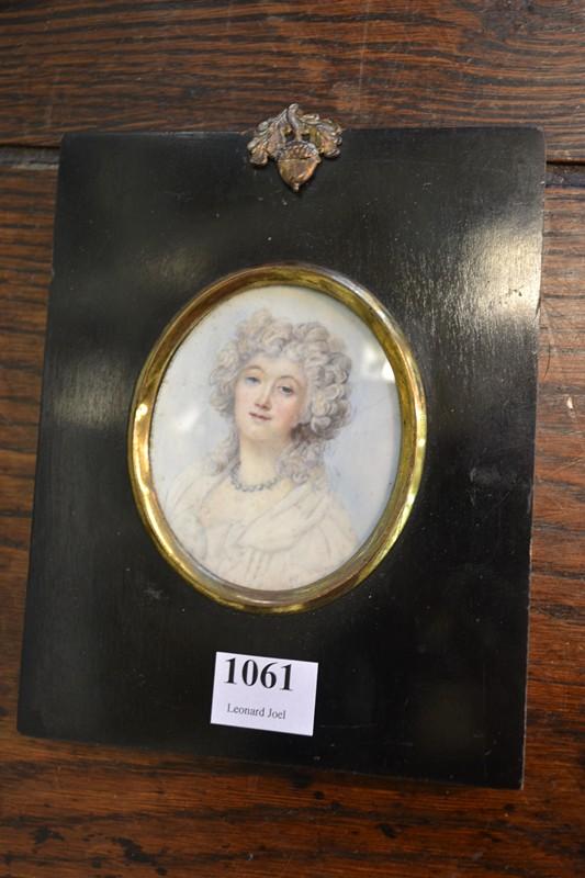 Appraisal: GEORGIAN FRAMED MINIATURE ON IVORY - LADY WITH BLONDE CURLY