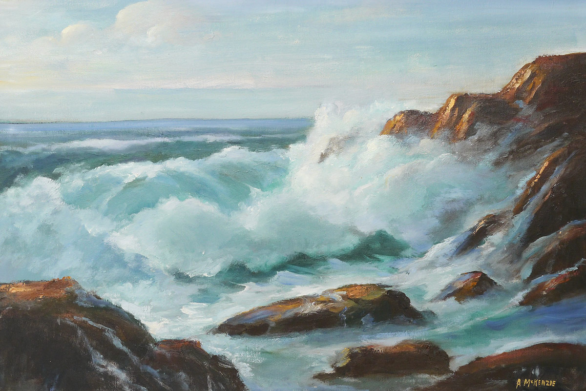 Appraisal: MCKENZIE Artie American th C ''North Atlantic Surf'' Oil Canvas