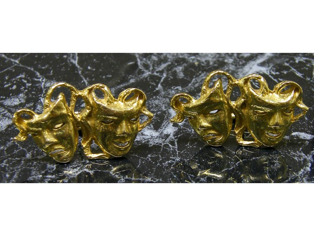 Appraisal: Pair of ct cufflinks modelled as theatrical masks gm