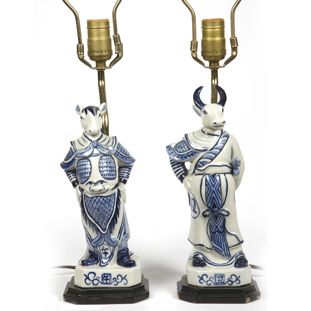 Appraisal: Group of Seven Figural Lamps