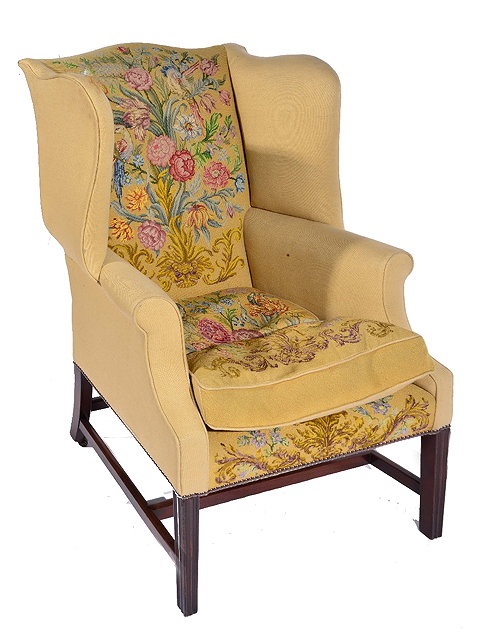 Appraisal: George III wingback armchairwith button needlework upholstery front supports reeded