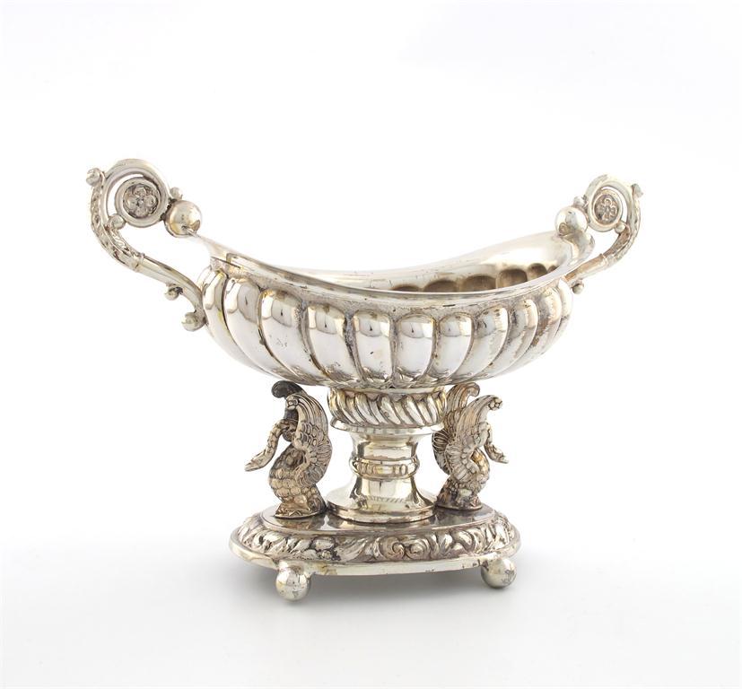 Appraisal: A continental silver two-handled sugar vase