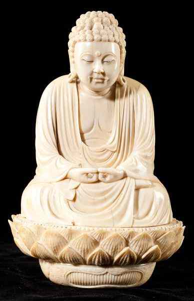 Appraisal: Chinese Ivory Buddhashown in meditation and seated with his hands