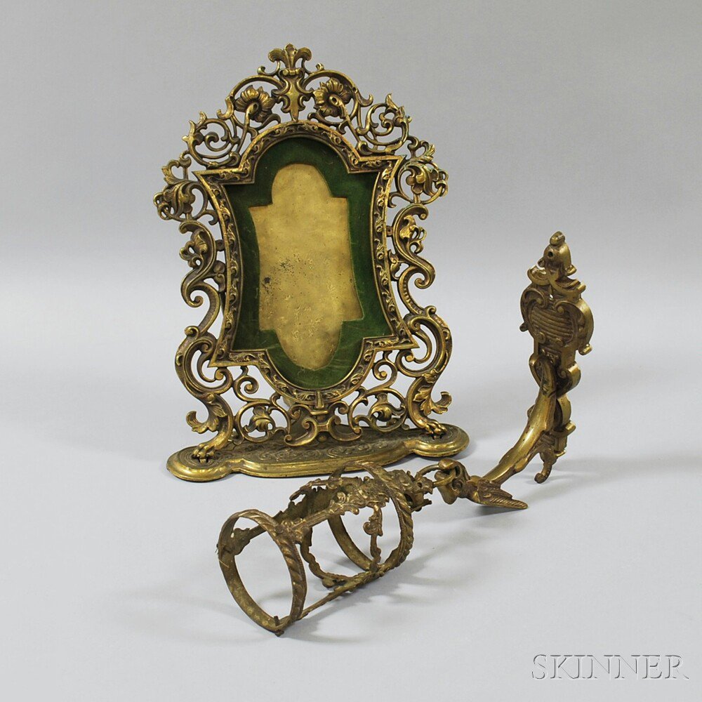 Appraisal: Rococo-style Brass Frame and a Wall Sconce ht to in