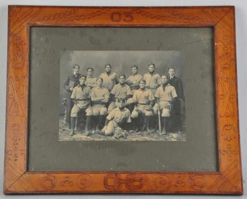 Appraisal: Early Framed Baseball Team Photograph Description Frame is hand engraved