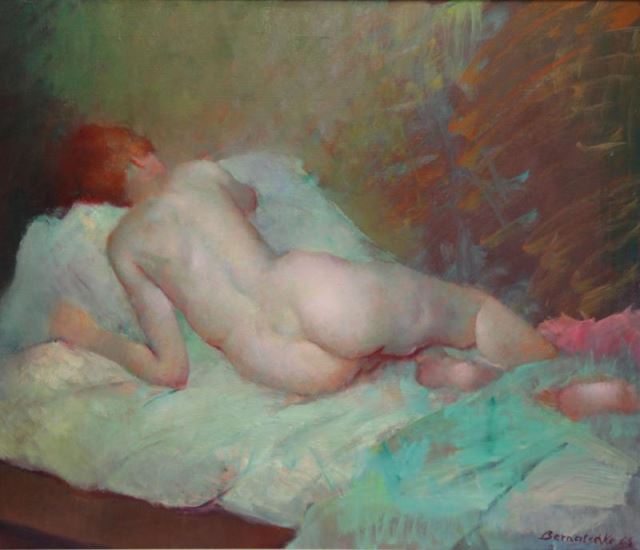 Appraisal: BERNATSCHKE Rudolf Oil on Canvas Reclining NudeSigned and dated upper