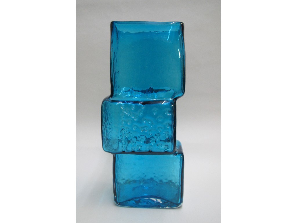 Appraisal: A Whitefriars kingfisher blue glass 'Drunken brick layers' vase cm