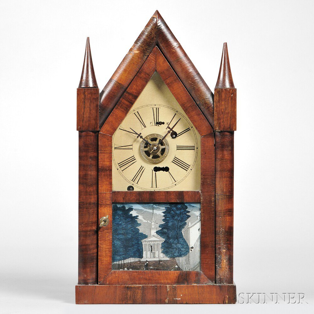 Appraisal: Silas B Terry Miniature Torsion Steeple Clock Terryville Connecticut c