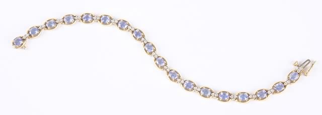 Appraisal: One lady's KY gold tanzanite and diamond bracelet stamped K