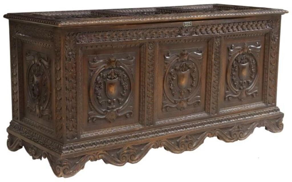 Appraisal: Italian Renaissance Revival cassone storage trunk early th c hinged