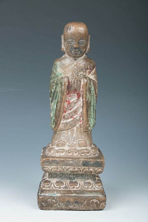 Appraisal: STONE LOHAN JIN DYNASTY The Lohan with the face carved