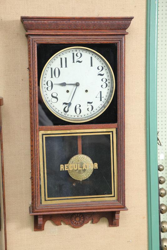 Appraisal: REGULATOR WALL CLOCK Eight day time and strike with brass