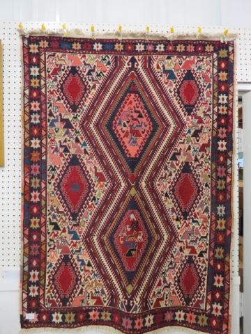 Appraisal: Persian Style Handmade Rug animals birdsand geometric designs ' X