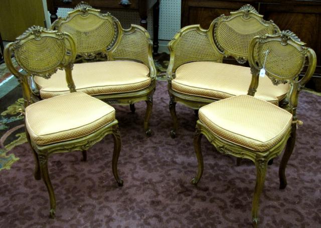 Appraisal: Four-piece antique French parlour set with side chairs and two