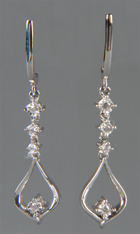 Appraisal: Pair of KT white gold and diamond earrings Earrings have