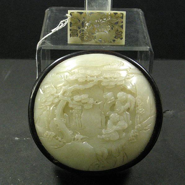 Appraisal: Two nephrite plaques The first Late Ming Dynasty of thinly