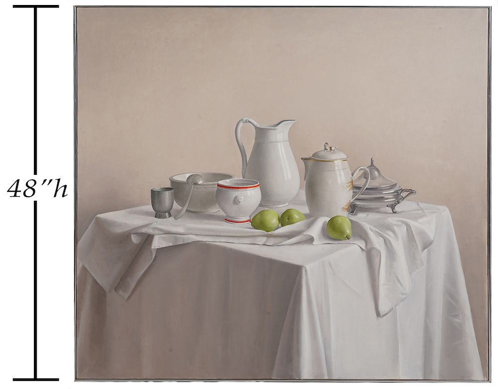 Appraisal: Large Raymond Han 'Still Life with Green Pears' Raymond Han