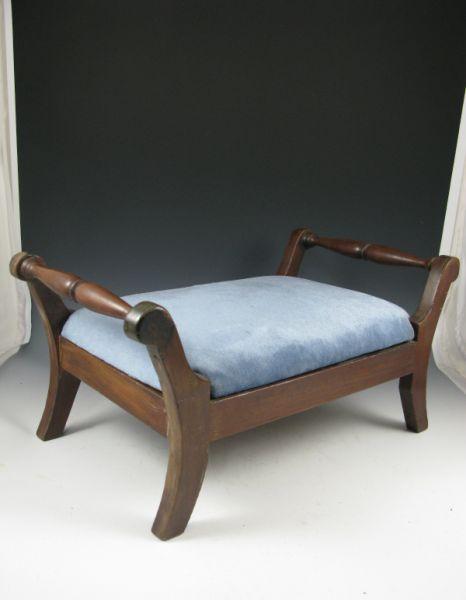 Appraisal: Federal Footstool Mid-Atlantic ca mahogany slip seat stenciled Pauline on