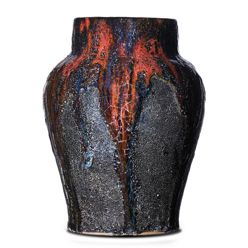 Appraisal: HUGH C ROBERTSON DEDHAM Experimental vase Condition Report Grinding chips