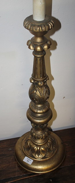 Appraisal: A GILT PLASTER TH CENTURY STYLE TABLE LAMP BASE cm