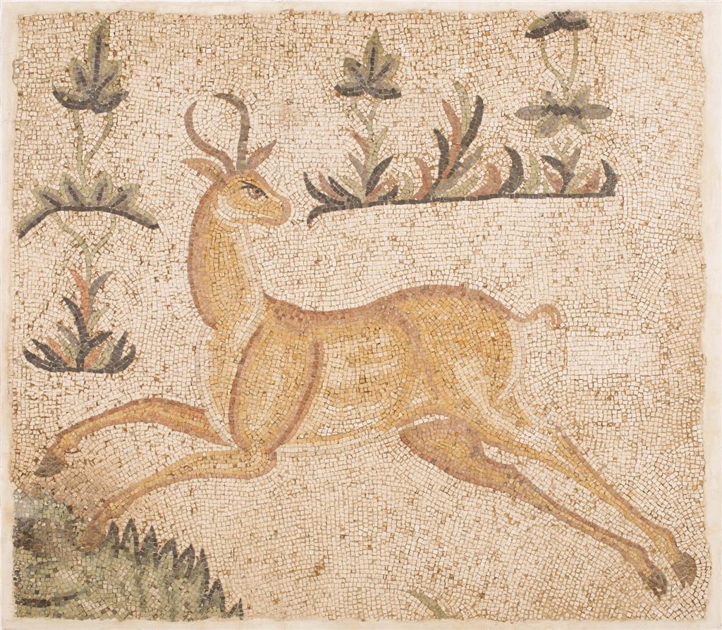 Appraisal: LARGE ROMAN MOSAIC OF A DEER ND RD CENTURY AD