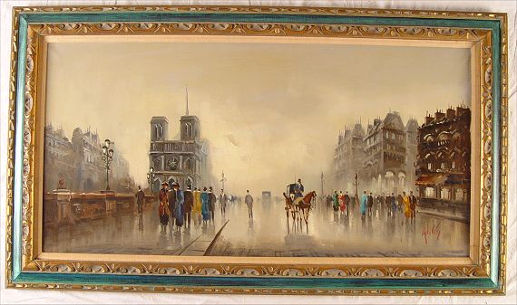 Appraisal: DEVITY Antonio Italian - Parisian street scene with carriage OIL