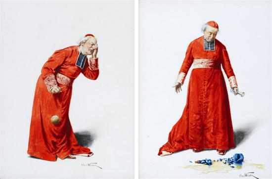 Appraisal: Alfred Weber French - Portraits of Cardinals watercolour two each