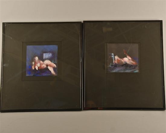 Appraisal: Pair Original Matthew Johnston Pastel Nudes Signed lower right dated