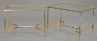 Appraisal: Pair of modern Polish aluminum and brass rectangle side tables