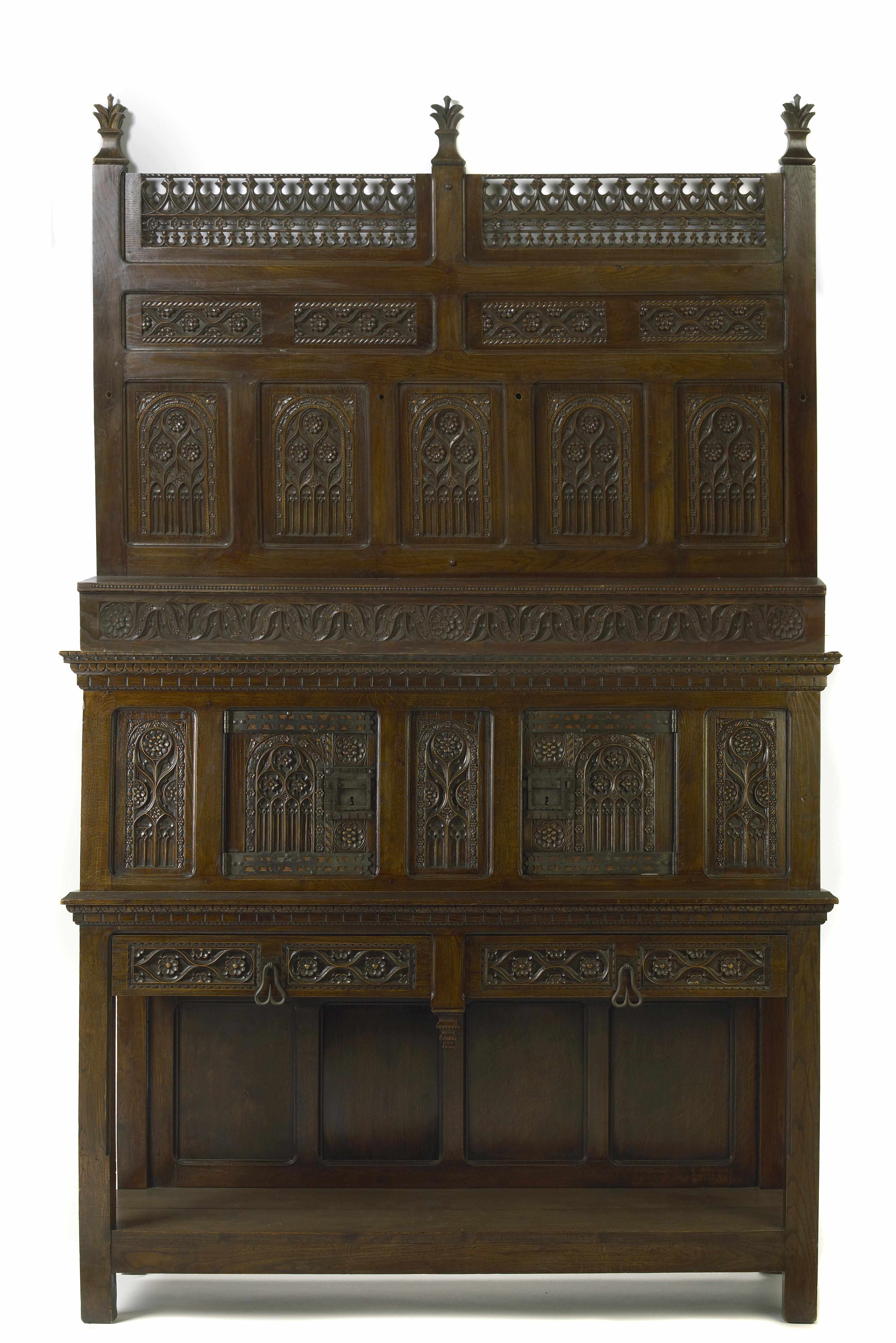 Appraisal: Property of various owners An English Renaissance style oak cabinet